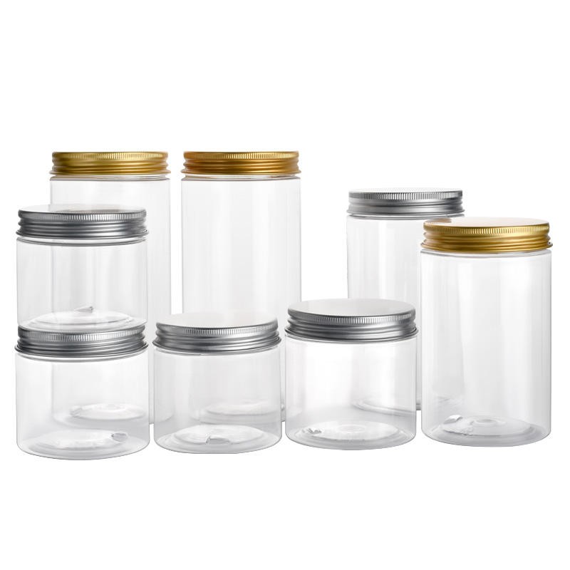 small square clear plastic jar
